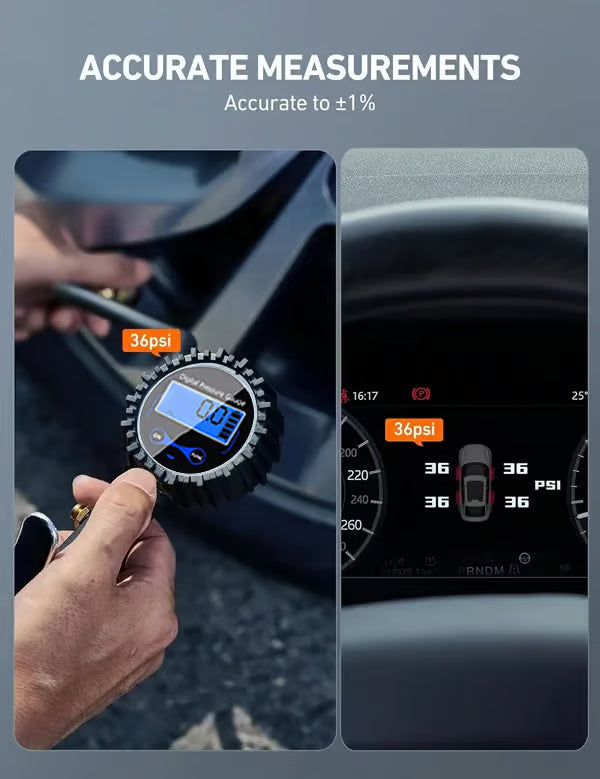 Digital Tire Inflator with Pressure Gauge | أكيد! الاسم الواحد المناسب باللهجة الإماراتية