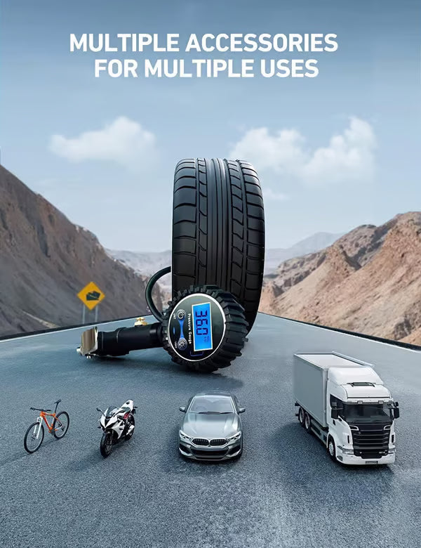 Digital Tire Inflator with Pressure Gauge | أكيد! الاسم الواحد المناسب باللهجة الإماراتية